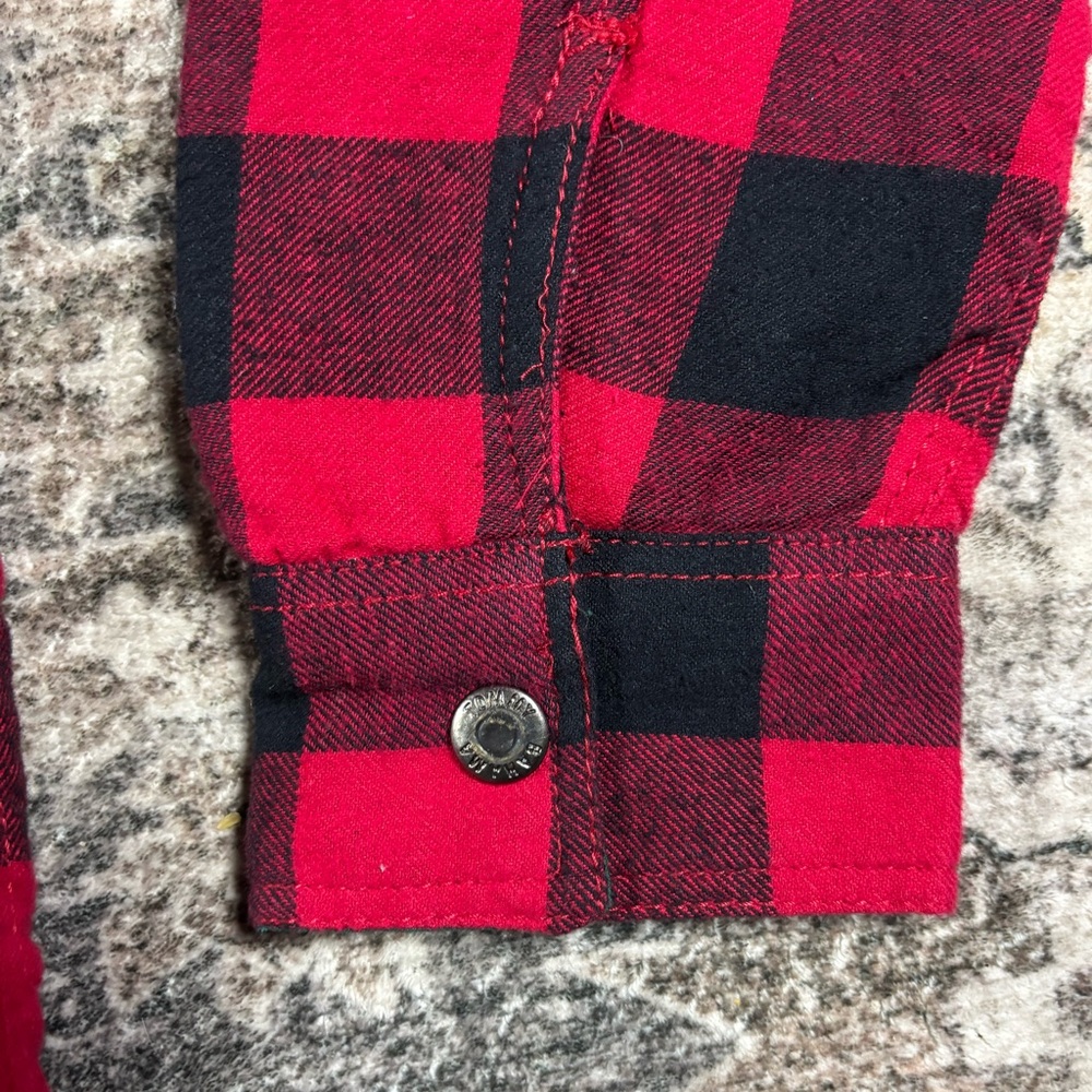 Tommy Bahama Boy Red Checked Flannel Shacket jacket Sherpa Lined Size XL (14) - Picture 3 of 6